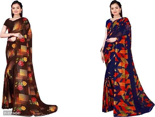 Beautiful Georgette Saree with Blouse Piece Pack Of 2-thumb0