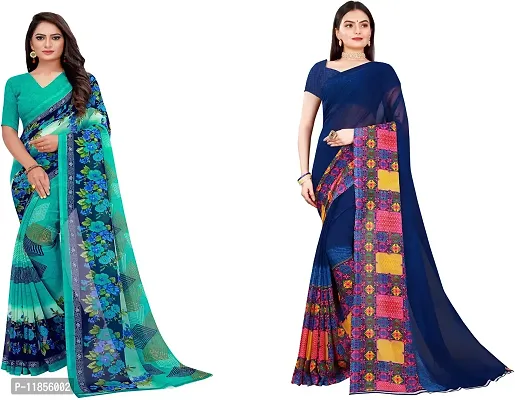 Beautiful Georgette Saree With Blouse Piece Pack Of 2-thumb0