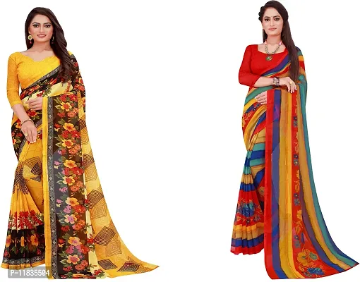 Beautiful Georgette Saree with Blouse Piece Pack Of 2-thumb0