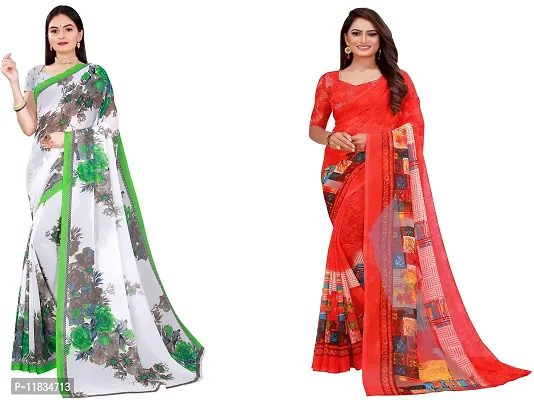 Beautiful Georgette Saree with Blouse Piece Pack Of 2-thumb0