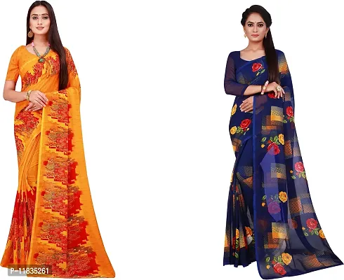 Beautiful Georgette Saree with Blouse Piece Pack Of 2-thumb0