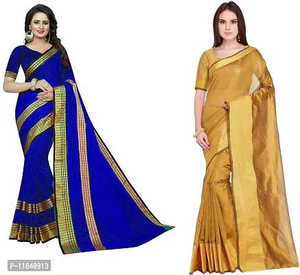 Beautiful Cotton Silk Saree With Blouse Piece Pack Of 2