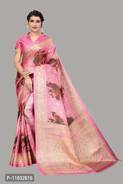 Beautiful Art Silk Saree with Blouse Piece-thumb0