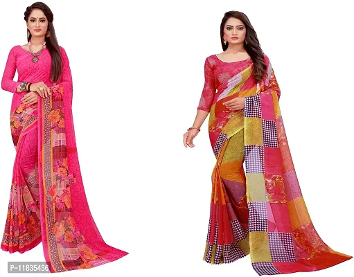 Beautiful Georgette Saree with Blouse Piece Pack Of 2