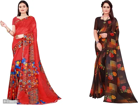 Beautiful Georgette Saree With Blouse Piece Pack Of 2-thumb0