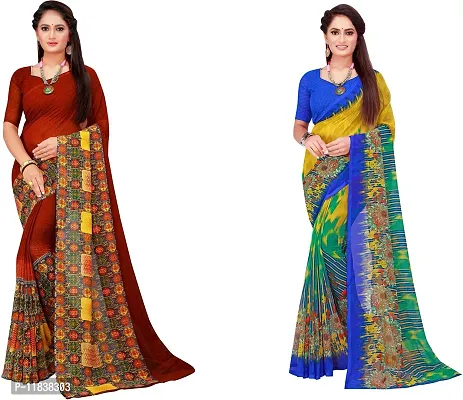 Beautiful Georgette Saree with Blouse Piece Pack Of 2-thumb0