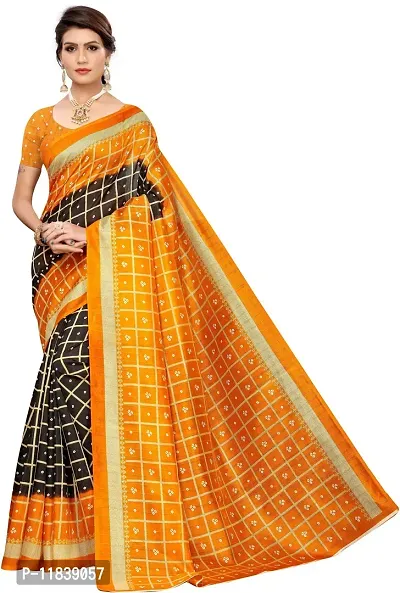 Beautiful Art Silk Saree with Blouse Piece-thumb0