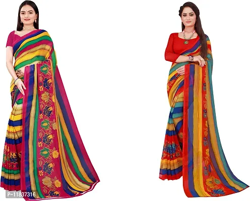 Beautiful Georgette Saree with Blouse Piece Pack Of 2-thumb0