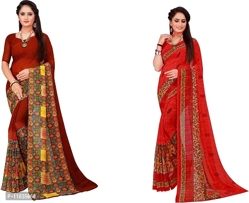 Beautiful Georgette Saree with Blouse Piece Pack Of 2-thumb0