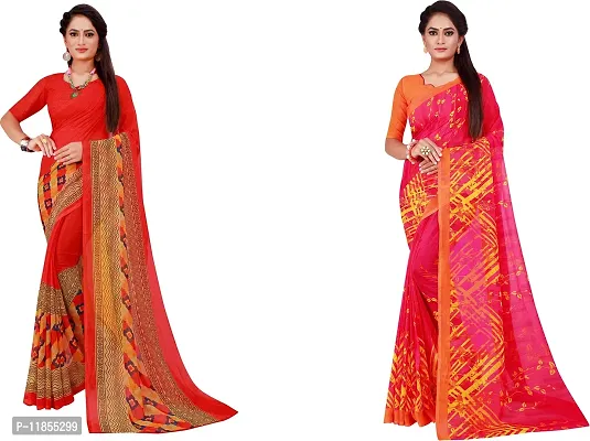 Beautiful Georgette Saree With Blouse Piece Pack Of 2