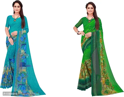 Beautiful Georgette Saree with Blouse Piece Pack Of 2-thumb0