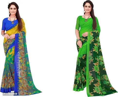 Beautiful Georgette Saree with Blouse Piece Pack Of 2-thumb0