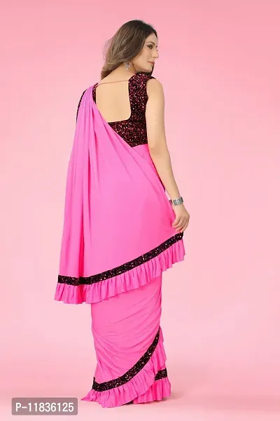 Beautiful Lycra Saree with Blouse Piece-thumb2