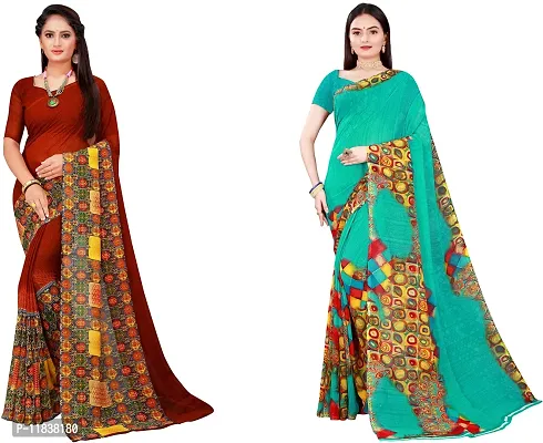 Beautiful Georgette Saree with Blouse Piece Pack Of 2-thumb0