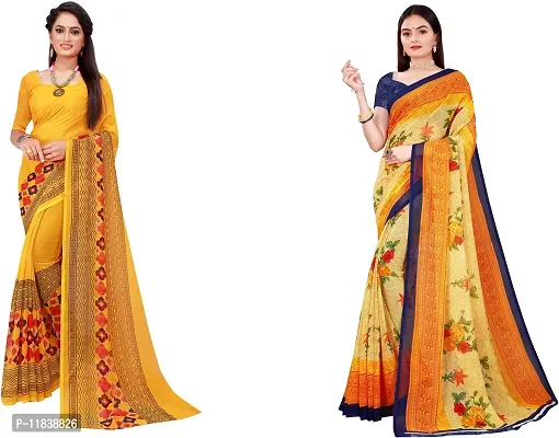 Beautiful Georgette Saree with Blouse Piece Pack Of 2