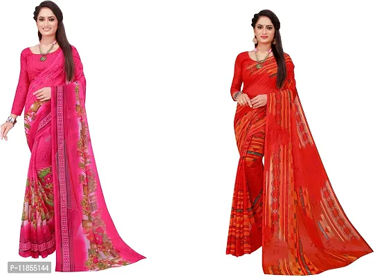 Beautiful Georgette Saree With Blouse Piece Pack Of 2