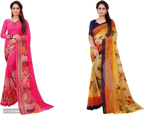 Beautiful Georgette Saree With Blouse Piece Pack Of 2