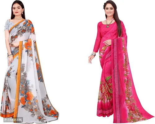 Beautiful Georgette Saree with Blouse Piece Pack Of 2-thumb0