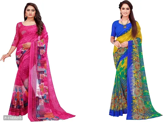 Beautiful Georgette Saree with Blouse Piece Pack Of 2-thumb0