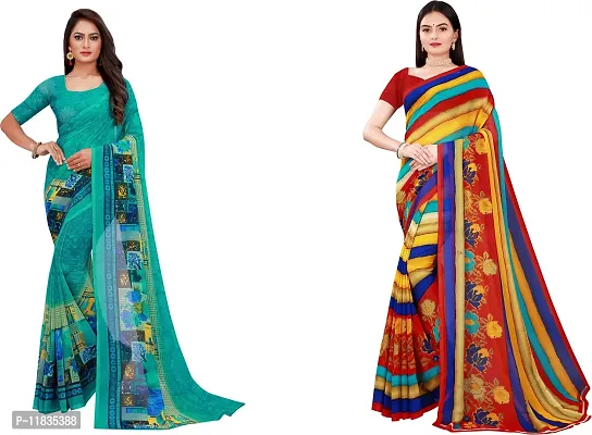 Beautiful Georgette Saree with Blouse Piece Pack Of 2-thumb0