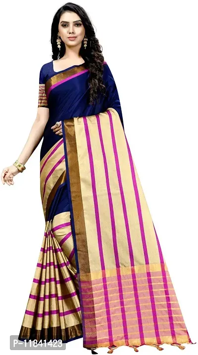 Beautiful Cotton Silk Saree with Blouse piece-thumb0