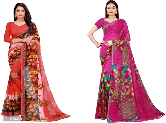 Beautiful Georgette Saree with Blouse Piece Pack Of 2-thumb0