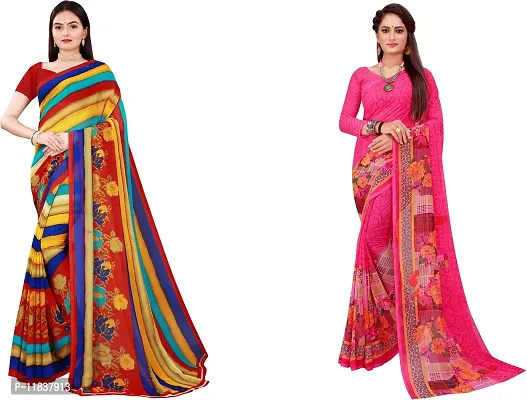 Beautiful Georgette Saree with Blouse Piece Pack Of 2-thumb0