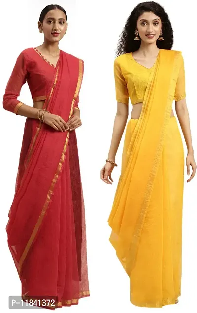 Beautiful Art Silk Saree With Blouse Piece Pack Of 2-thumb0