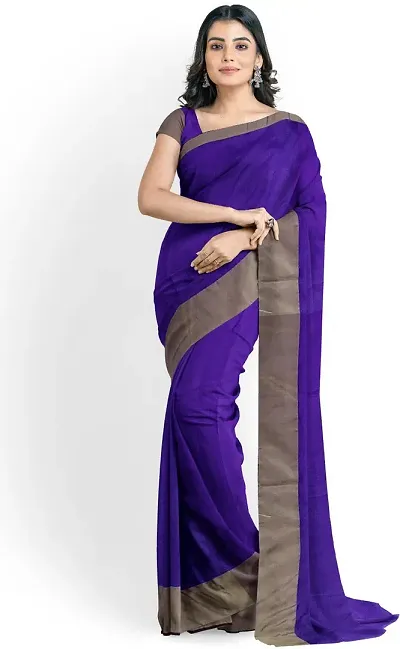 Stylish Fancy Silk Daily Wear Solid Saree With Blouse Piece For Women