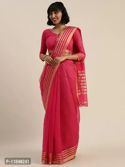 Beautiful Cotton Blend Saree with Blouse piece-thumb2