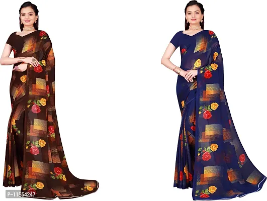 Beautiful Georgette Saree With Blouse Piece Pack Of 2-thumb0