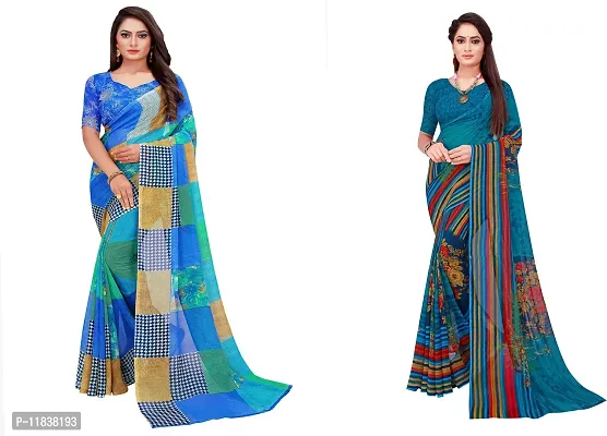 Beautiful Georgette Saree with Blouse Piece Pack Of 2