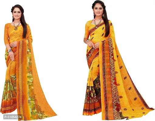 Beautiful Georgette Saree With Blouse Piece Pack Of 2-thumb0