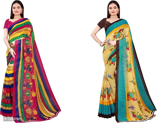 Beautiful Georgette Saree with Blouse Piece Pack Of 2-thumb0