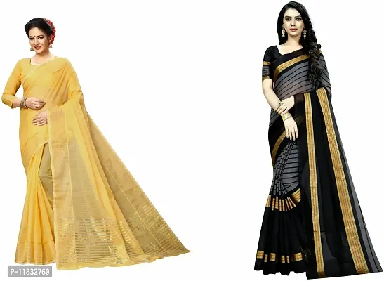 Beautiful Art Silk Saree with Blouse Piece Pack Of 2