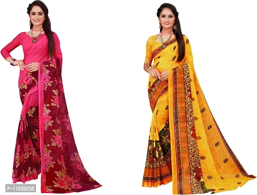 Beautiful Georgette Saree with Blouse Piece Pack Of 2