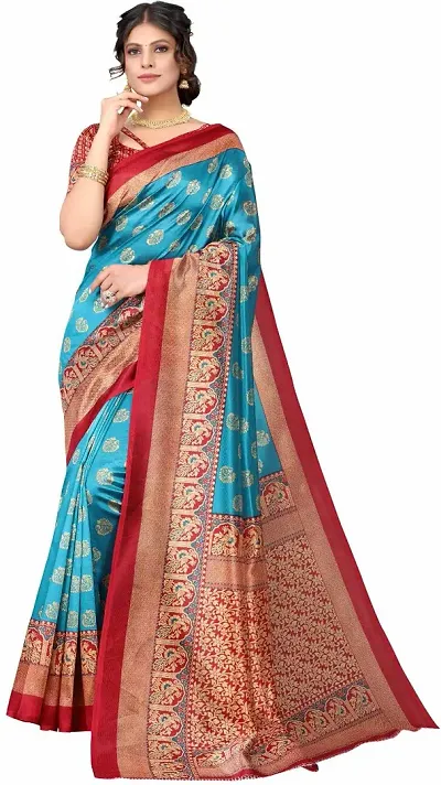 Stylish Silk Blend Saree with Blouse piece