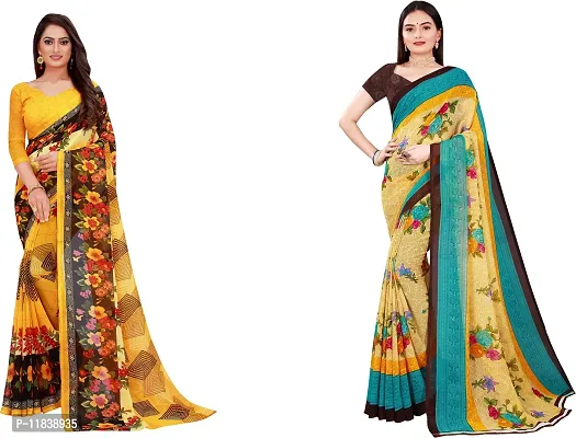 Beautiful Georgette Saree with Blouse Piece Pack Of 2-thumb0