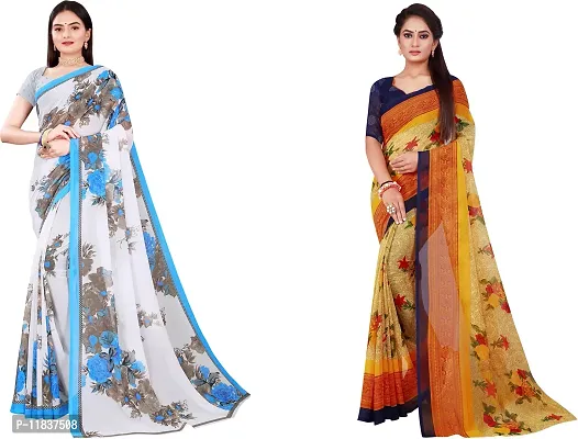 Beautiful Georgette Saree with Blouse Piece Pack Of 2-thumb0