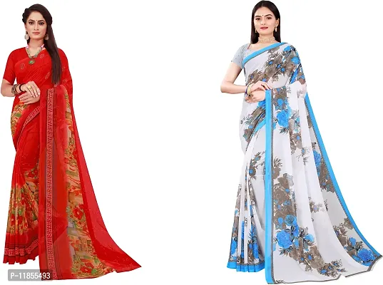 Beautiful Georgette Saree With Blouse Piece Pack Of 2-thumb0