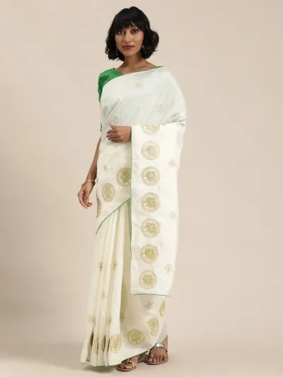 Must Have Art Silk Saree with Blouse piece 