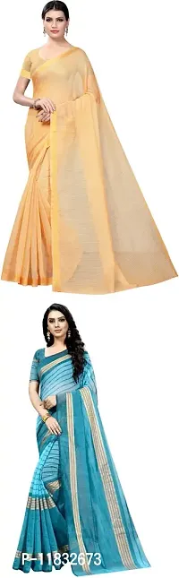 Beautiful Art Silk Saree with Blouse Piece Pack Of 2-thumb0