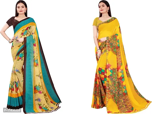 Beautiful Georgette Saree with Blouse Piece Pack Of 2