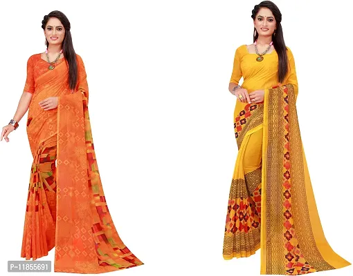 Beautiful Georgette Saree With Blouse Piece Pack Of 2-thumb0