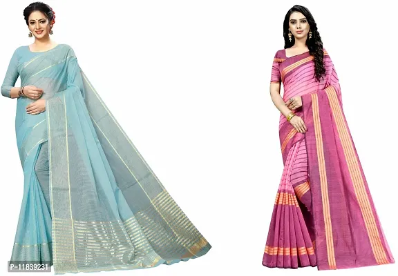 Beautiful Art Silk Saree With Blouse Piece Pack Of 2