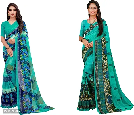 Beautiful Georgette Saree with Blouse Piece Pack Of 2-thumb0