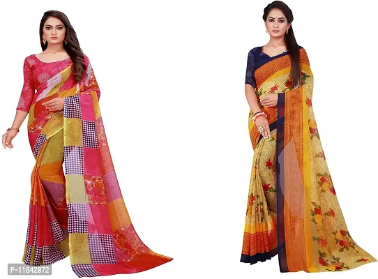 Beautiful Georgette Saree With Blouse Piece Pack Of 2