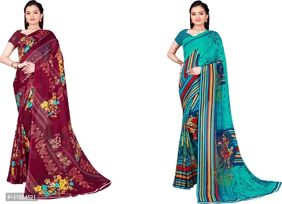 Beautiful Georgette Saree With Blouse Piece Pack Of 2-thumb0