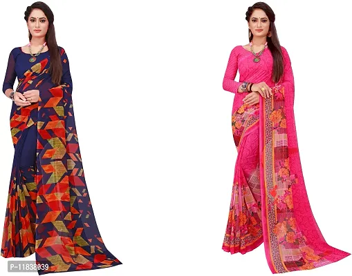 Beautiful Georgette Saree with Blouse Piece Pack Of 2-thumb0