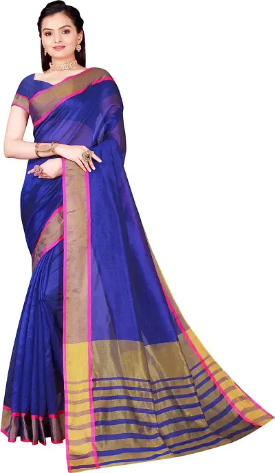 Trending Cotton Silk Saree with Blouse piece 